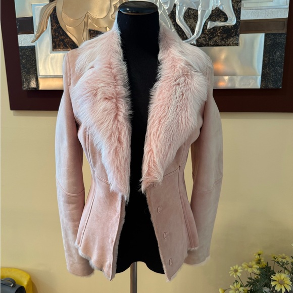 Elie Tahari Pink Jacket with Faux Fur Collar - Picture 5 of 5
